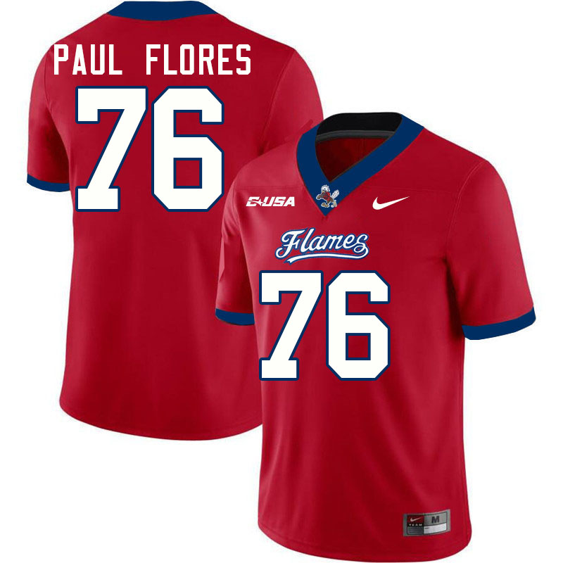 Liberty Flames #76 John Paul Flores College Football Jerseys Stitched-Red